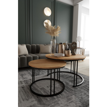Stolik Kawowy M10 okrągły nowoczesny loft 2 sztuki zestaw
